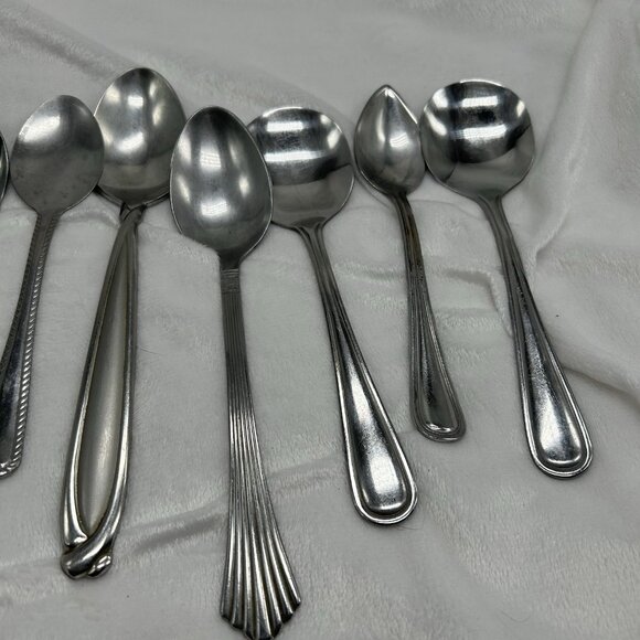 Random Unmatched Lot Of Silverware, flatware, Cultry, 9 Spoons And 1 Fork. - Picture 3 of 3